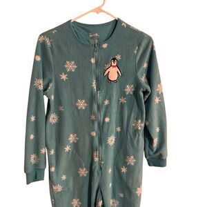 Nick & Nora zipper Pajamas Blue Penguin Small